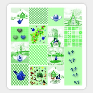 Bird Lovers Patchwork Pattern Sticker